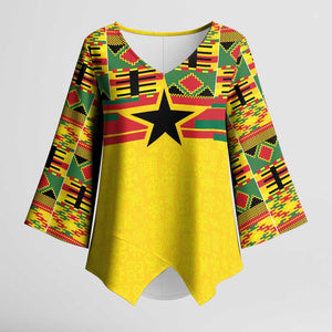 World Football 2026 Ghana Custom Kimono Sleeve Blouse Black Stars African Kente Pattern - African Pride