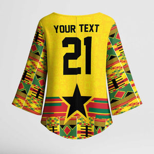 World Football 2026 Ghana Custom Kimono Sleeve Blouse Black Stars African Kente Pattern - African Pride
