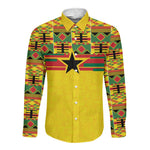 World Football 2026 Ghana Custom Long Sleeve Button Shirt Black Stars African Kente Pattern - African Pride