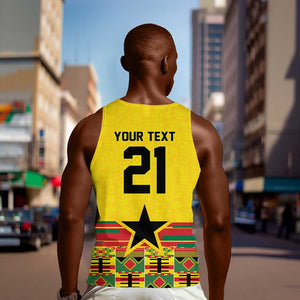 World Football 2026 Ghana Custom Men Tank Top Black Stars African Kente Pattern - African Pride