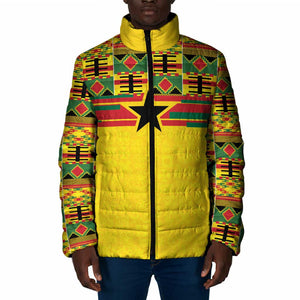 World Football 2026 Ghana Custom Padded Jacket Black Stars African Kente Pattern - African Pride