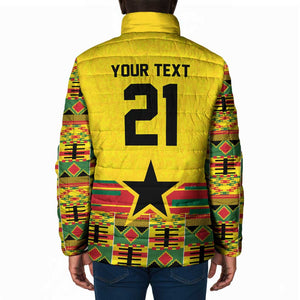 World Football 2026 Ghana Custom Padded Jacket Black Stars African Kente Pattern - African Pride