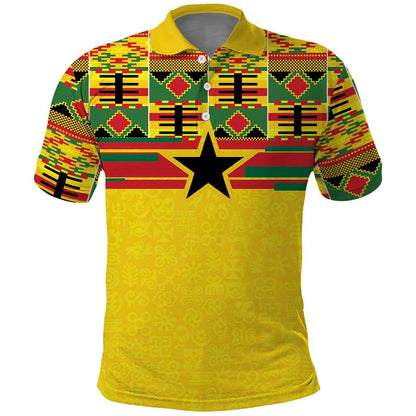 World Football 2026 Ghana Custom Polo Shirt Black Stars African Kente Pattern LT9