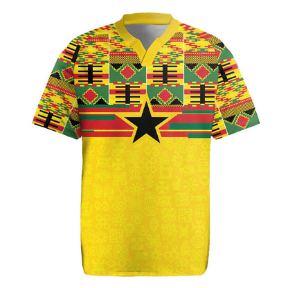 World Football 2026 Ghana Custom Rugby Jersey Black Stars African Kente Pattern LT9