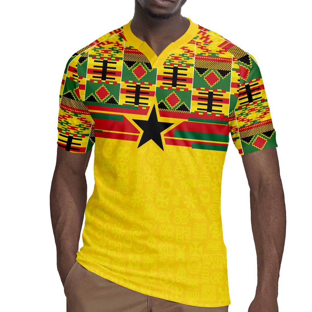 World Football 2026 Ghana Custom Rugby Jersey Black Stars African Kente Pattern LT9
