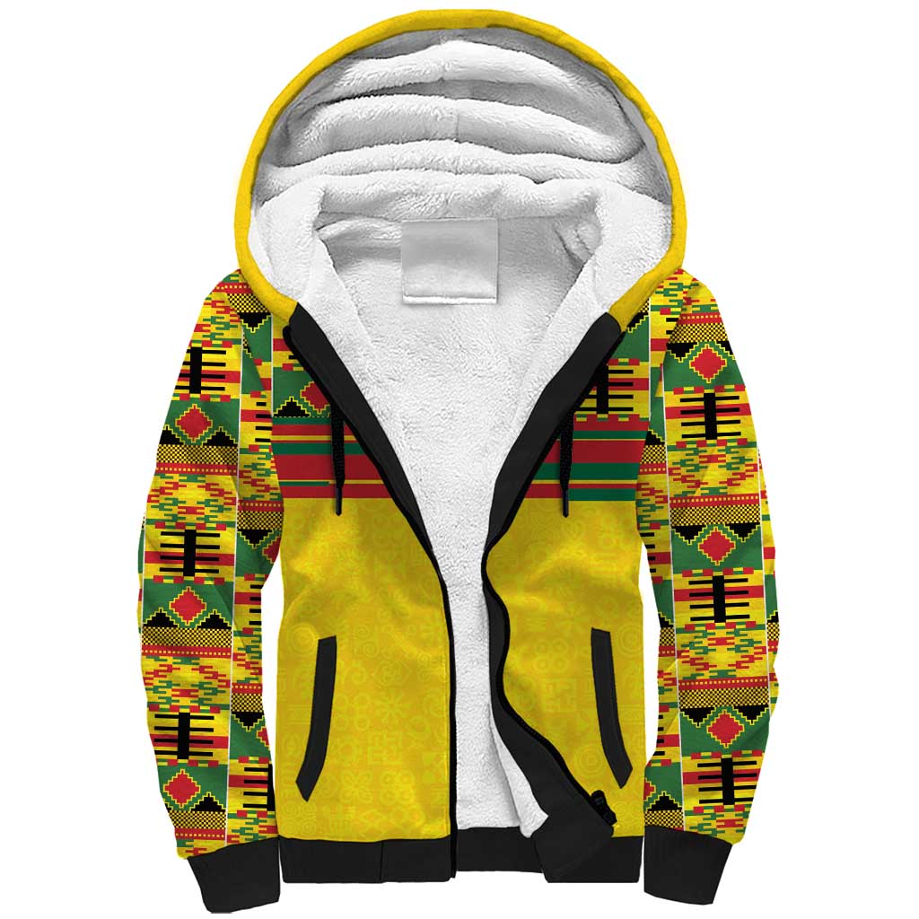 World Football 2026 Ghana Custom Sherpa Hoodie Black Stars African Kente Pattern - African Pride