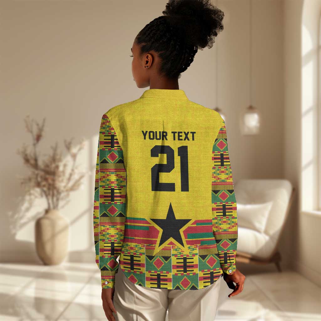 World Football 2026 Ghana Custom Women Casual Shirt Black Stars African Kente Pattern - African Pride
