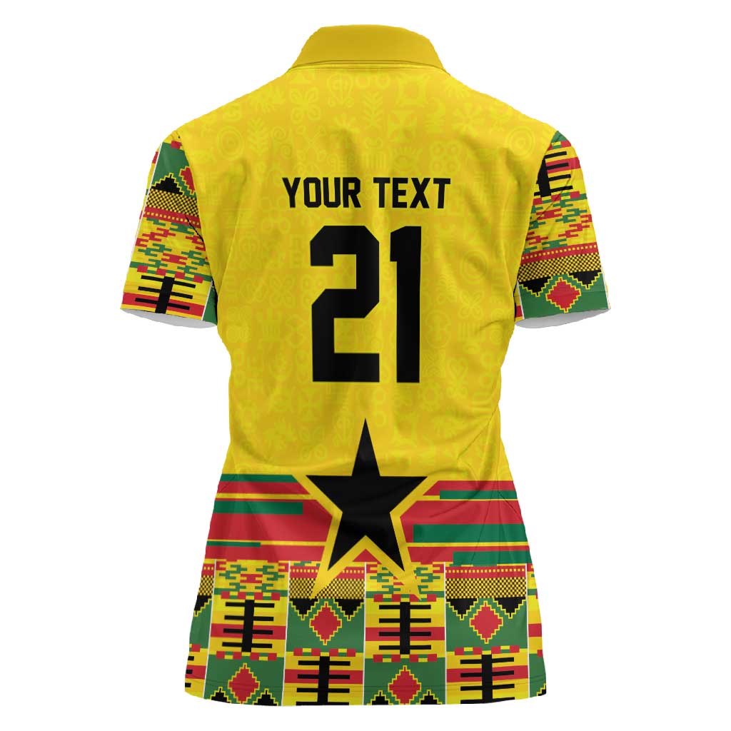 World Football 2026 Ghana Custom Women Polo Shirt Black Stars African Kente Pattern LT9