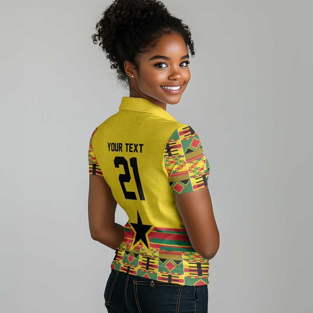 World Football 2026 Ghana Custom Women Polo Shirt Black Stars African Kente Pattern LT9