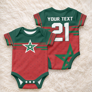 World Football 2026 Morocco Custom Baby Onesie African Geometric Red Pattern