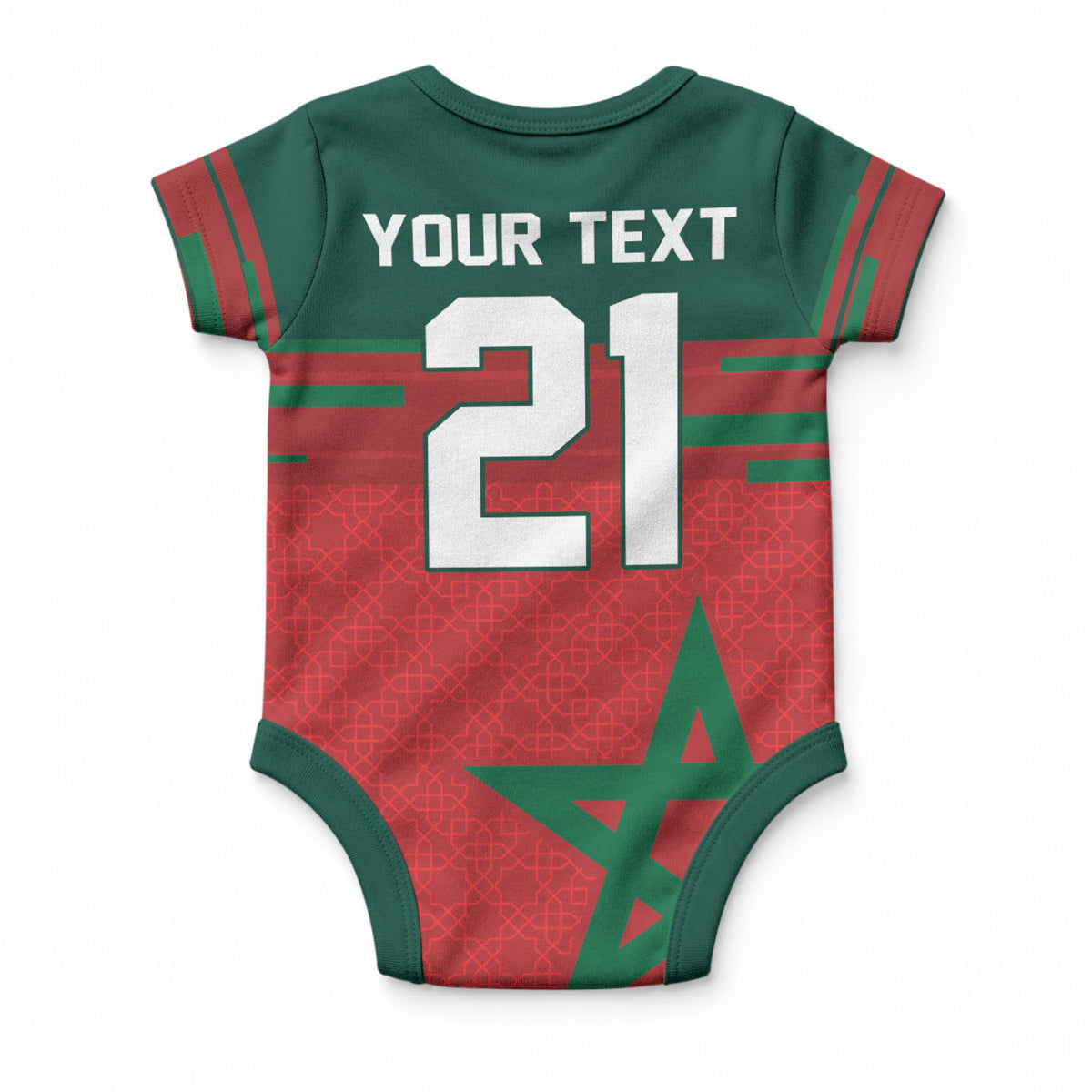 World Football 2026 Morocco Custom Baby Onesie African Geometric Red Pattern