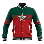 World Football 2026 Morocco Custom Baseball Jacket African Geometric Red Pattern - African Pride