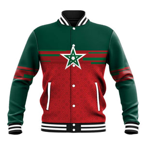 World Football 2026 Morocco Custom Baseball Jacket African Geometric Red Pattern - African Pride