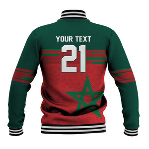 World Football 2026 Morocco Custom Baseball Jacket African Geometric Red Pattern - African Pride