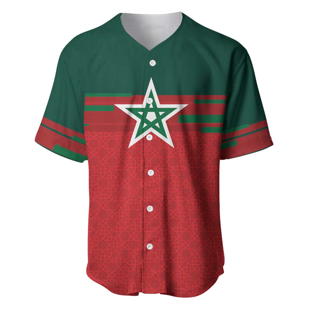 World Football 2026 Morocco Custom Baseball Jersey African Geometric Red Pattern LT9