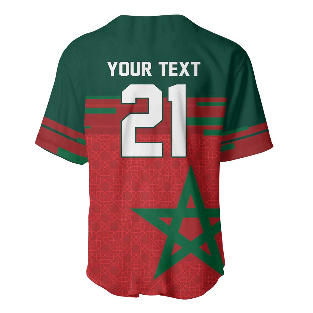 World Football 2026 Morocco Custom Baseball Jersey African Geometric Red Pattern LT9