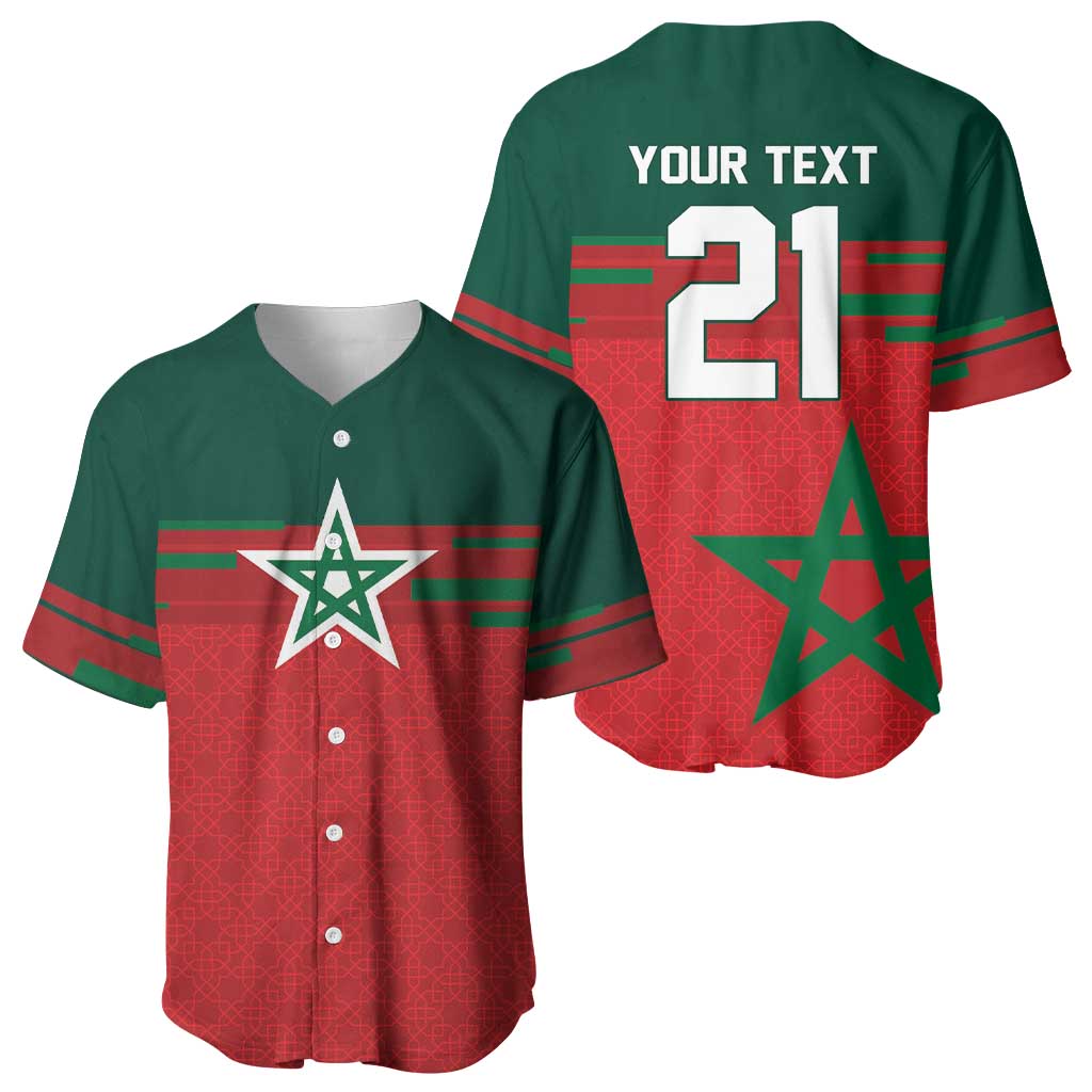 World Football 2026 Morocco Custom Baseball Jersey African Geometric Red Pattern LT9