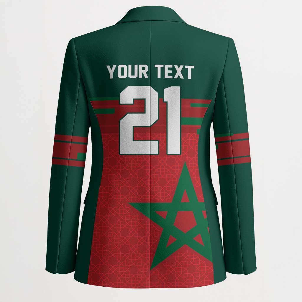 World Football 2026 Morocco Custom Blazer African Geometric Red Pattern - African Pride