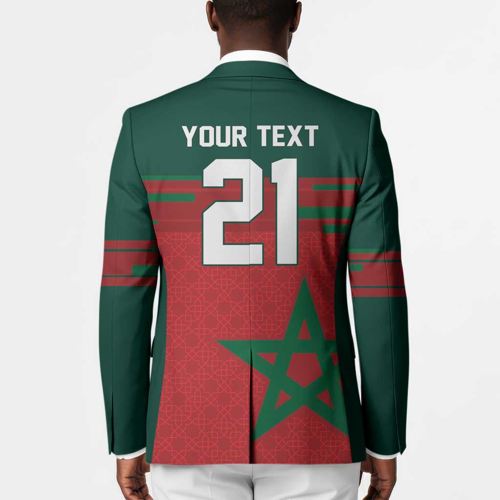 World Football 2026 Morocco Custom Blazer African Geometric Red Pattern - African Pride