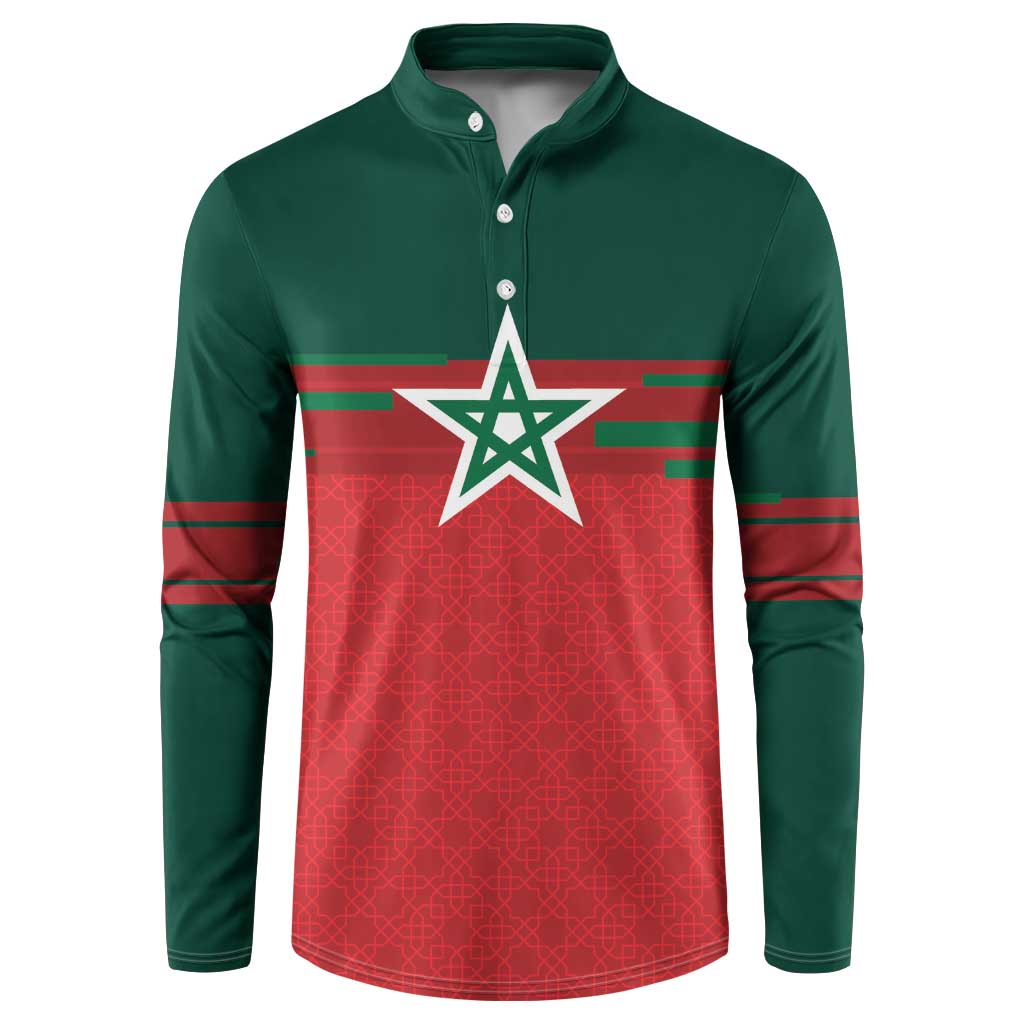 World Football 2026 Morocco Custom Button Sweatshirt African Geometric Red Pattern