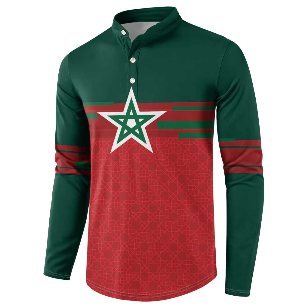 World Football 2026 Morocco Custom Button Sweatshirt African Geometric Red Pattern