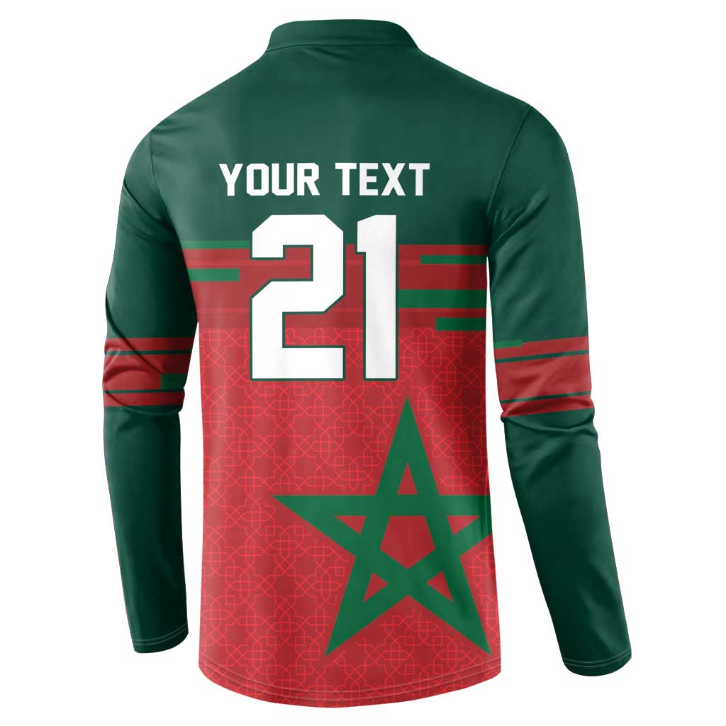 World Football 2026 Morocco Custom Button Sweatshirt African Geometric Red Pattern