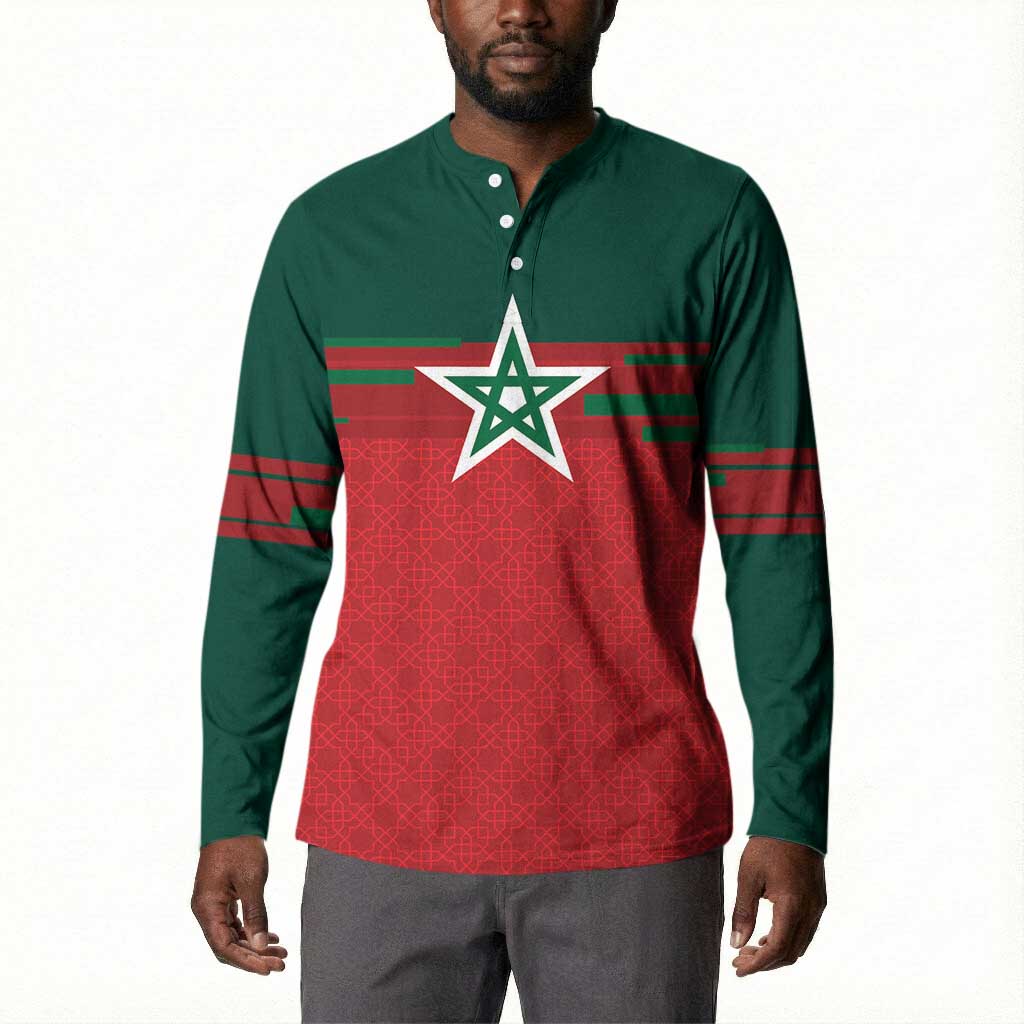 World Football 2026 Morocco Custom Button Sweatshirt African Geometric Red Pattern