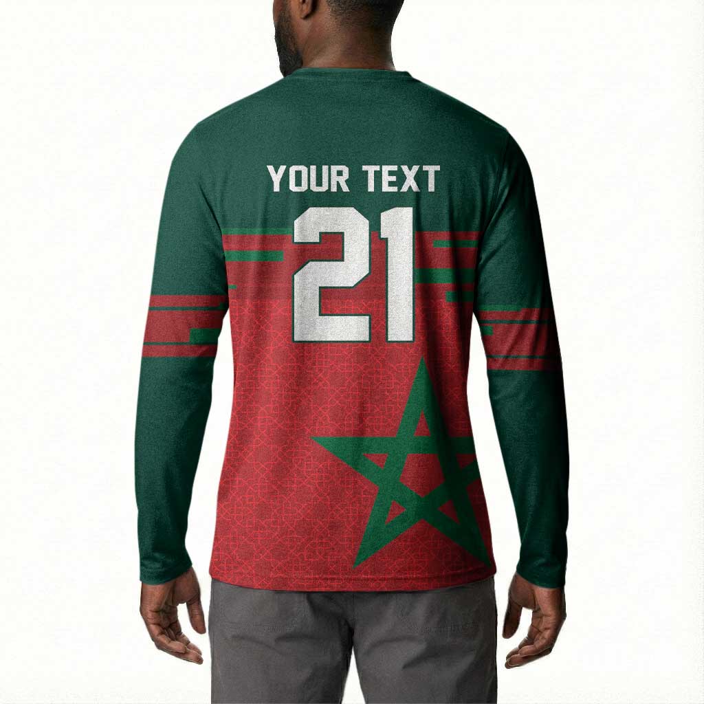 World Football 2026 Morocco Custom Button Sweatshirt African Geometric Red Pattern