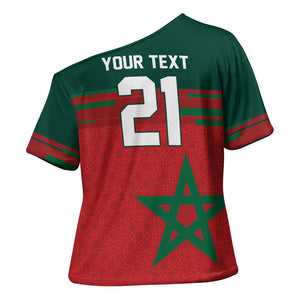 World Football 2026 Morocco Custom Cross Shoulder Shirt African Geometric Red Pattern - African Pride