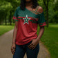 World Football 2026 Morocco Custom Cross Shoulder Shirt African Geometric Red Pattern - African Pride