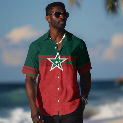World Football 2026 Morocco Custom Hawaiian Shirt African Geometric Red Pattern LT9