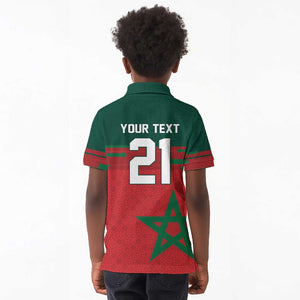 World Football 2026 Morocco Custom Kid Polo Shirt African Geometric Red Pattern LT9