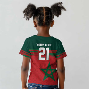 World Football 2026 Morocco Custom Kid T shirt African Geometric Red Pattern LT9
