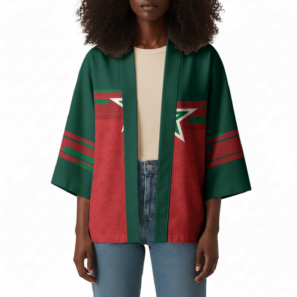 World Football 2026 Morocco Custom Kimono African Geometric Red Pattern - African Pride