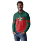 World Football 2026 Morocco Custom Long Sleeve Polo Shirt African Geometric Red Pattern - African Pride