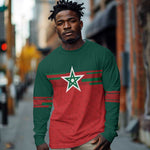World Football 2026 Morocco Custom Long Sleeve Shirt African Geometric Red Pattern - African Pride