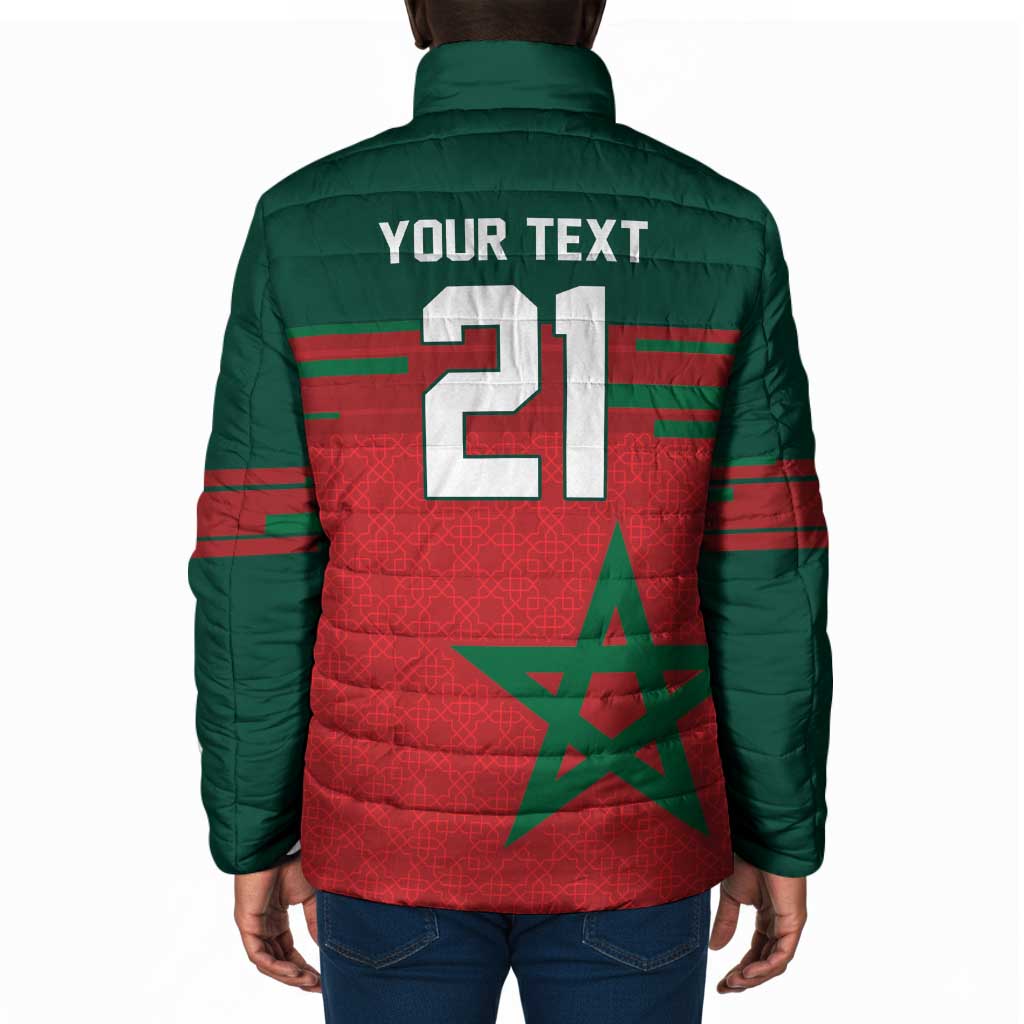 World Football 2026 Morocco Custom Padded Jacket African Geometric Red Pattern - African Pride