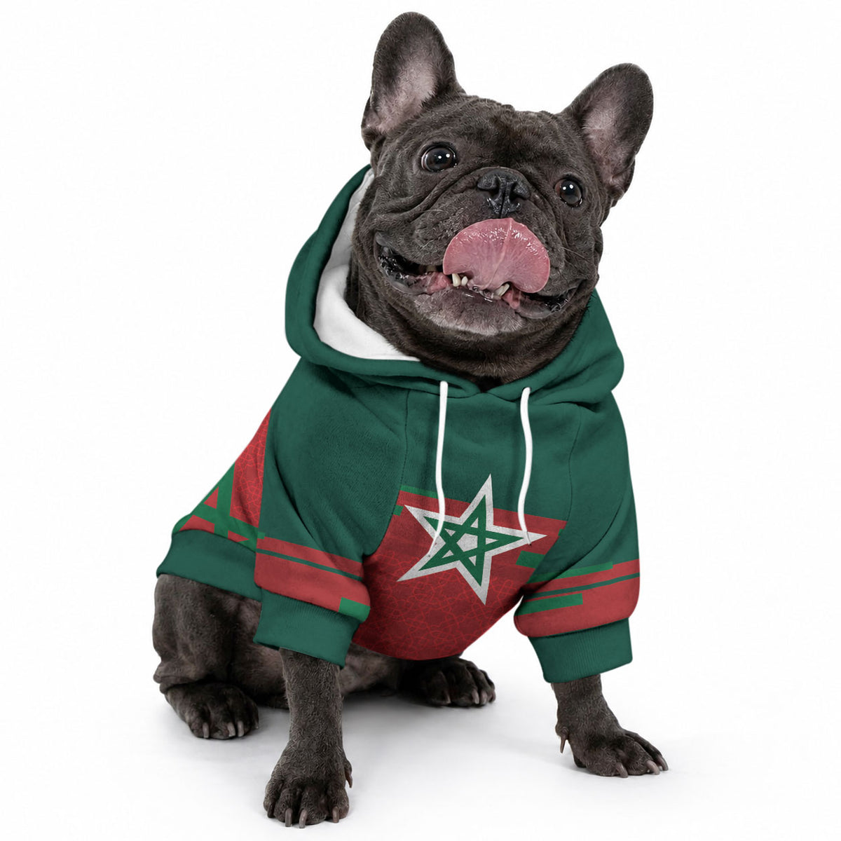 World Football 2026 Morocco Custom Pet Hoodie African Geometric Red Pattern