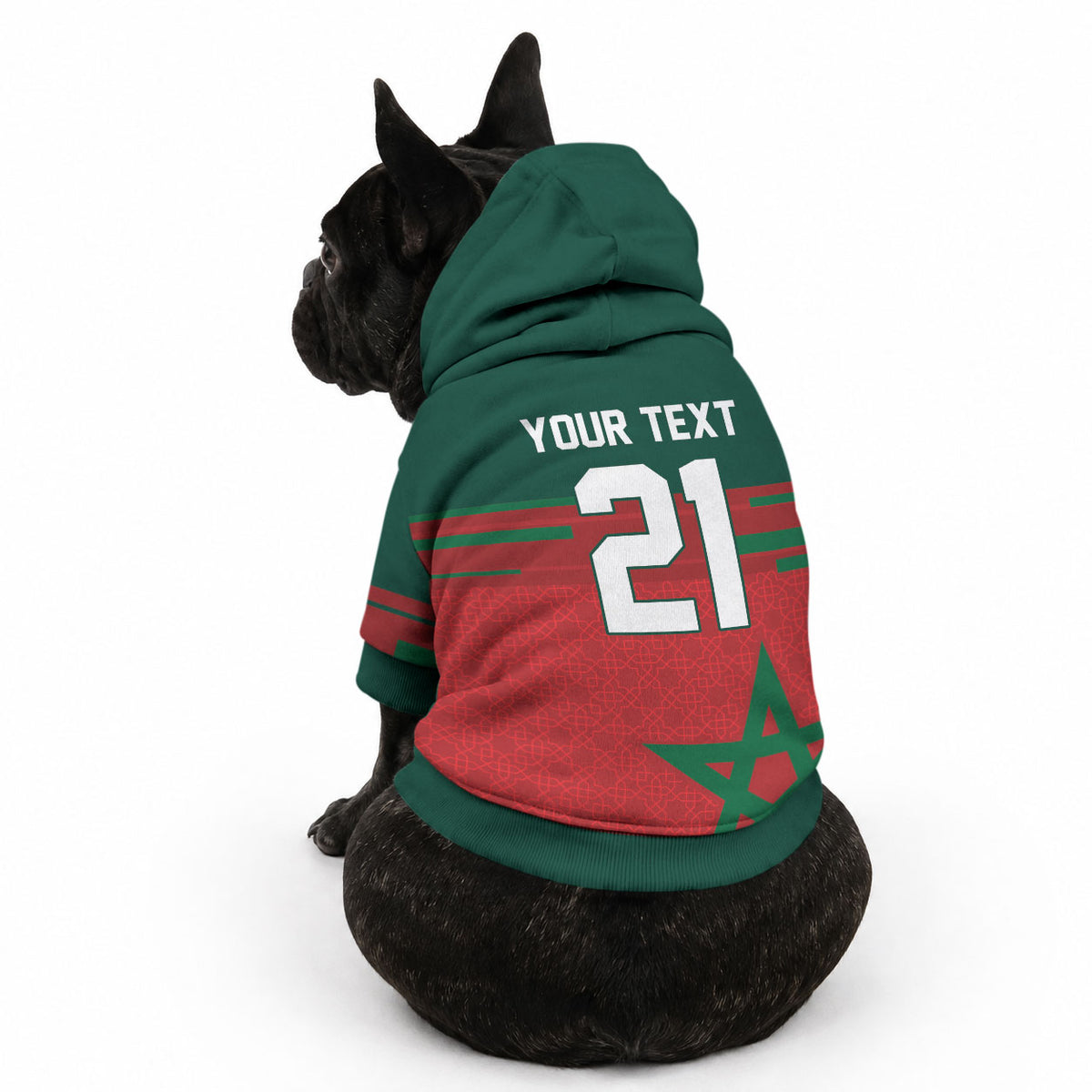 World Football 2026 Morocco Custom Pet Hoodie African Geometric Red Pattern