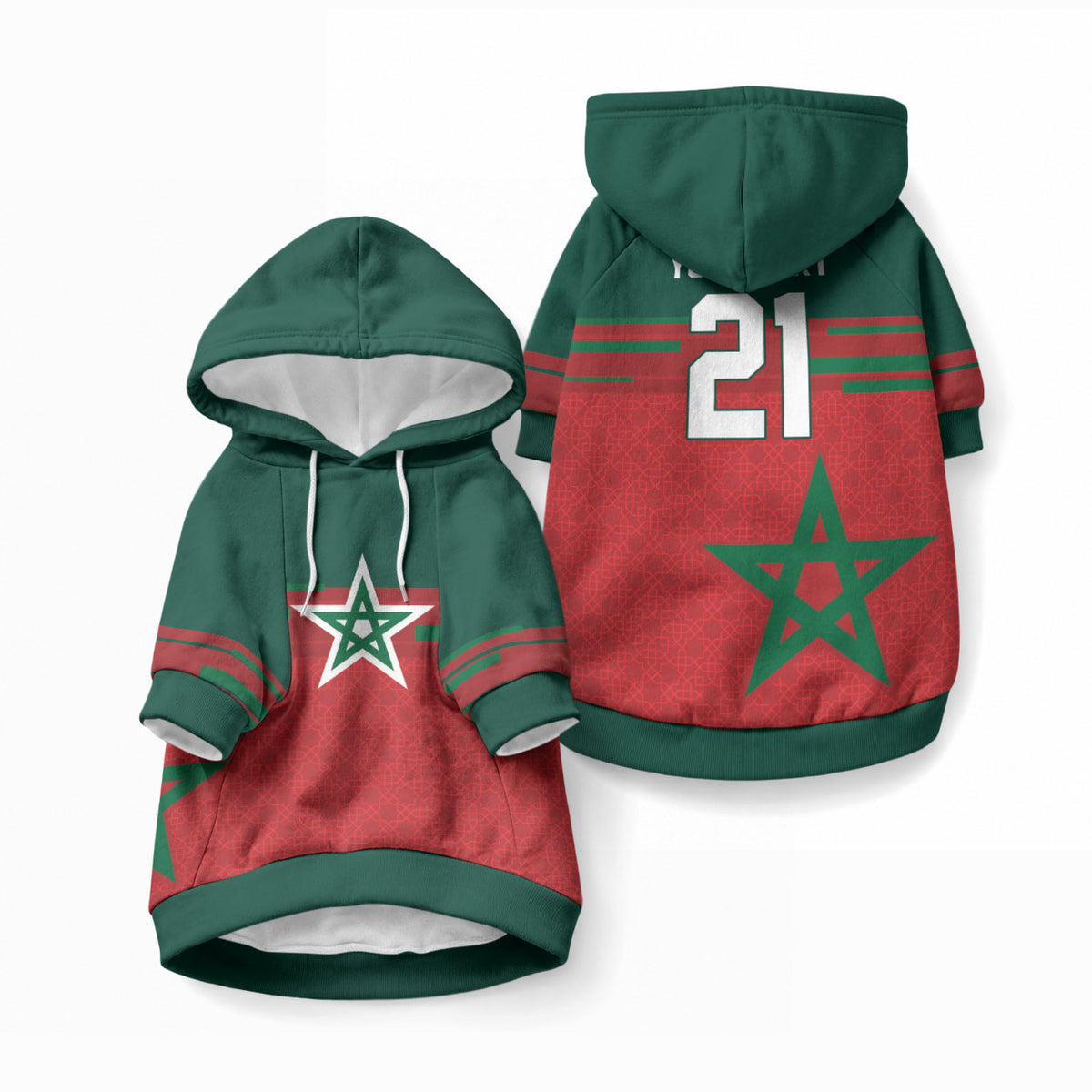 World Football 2026 Morocco Custom Pet Hoodie African Geometric Red Pattern