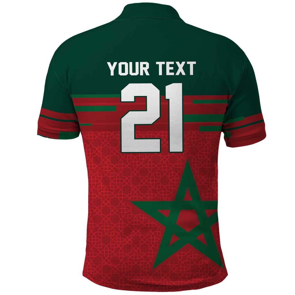 World Football 2026 Morocco Custom Polo Shirt African Geometric Red Pattern LT9