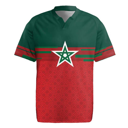 World Football 2026 Morocco Custom Rugby Jersey African Geometric Red Pattern LT9