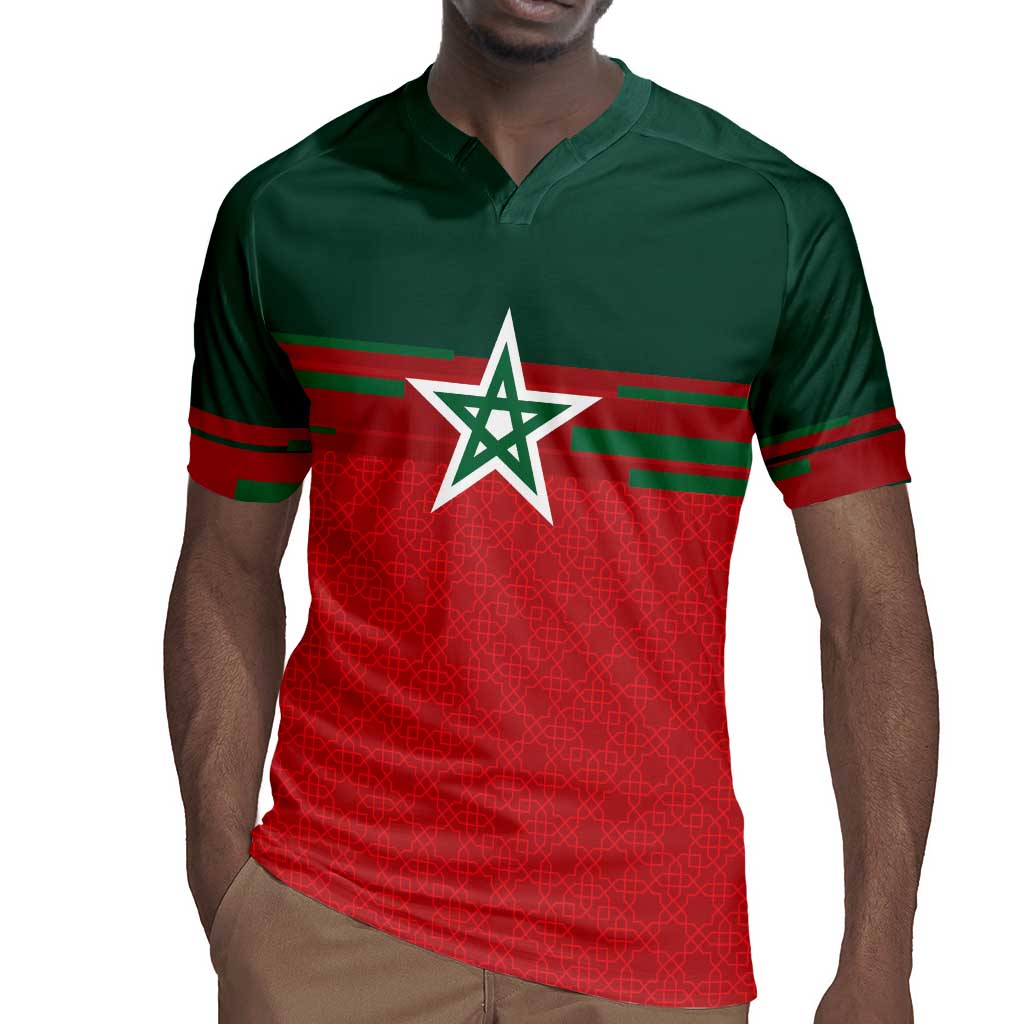 World Football 2026 Morocco Custom Rugby Jersey African Geometric Red Pattern LT9