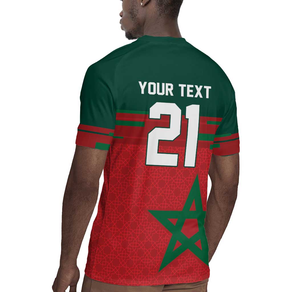 World Football 2026 Morocco Custom Rugby Jersey African Geometric Red Pattern LT9