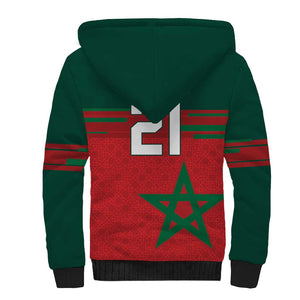 World Football 2026 Morocco Custom Sherpa Hoodie African Geometric Red Pattern - African Pride