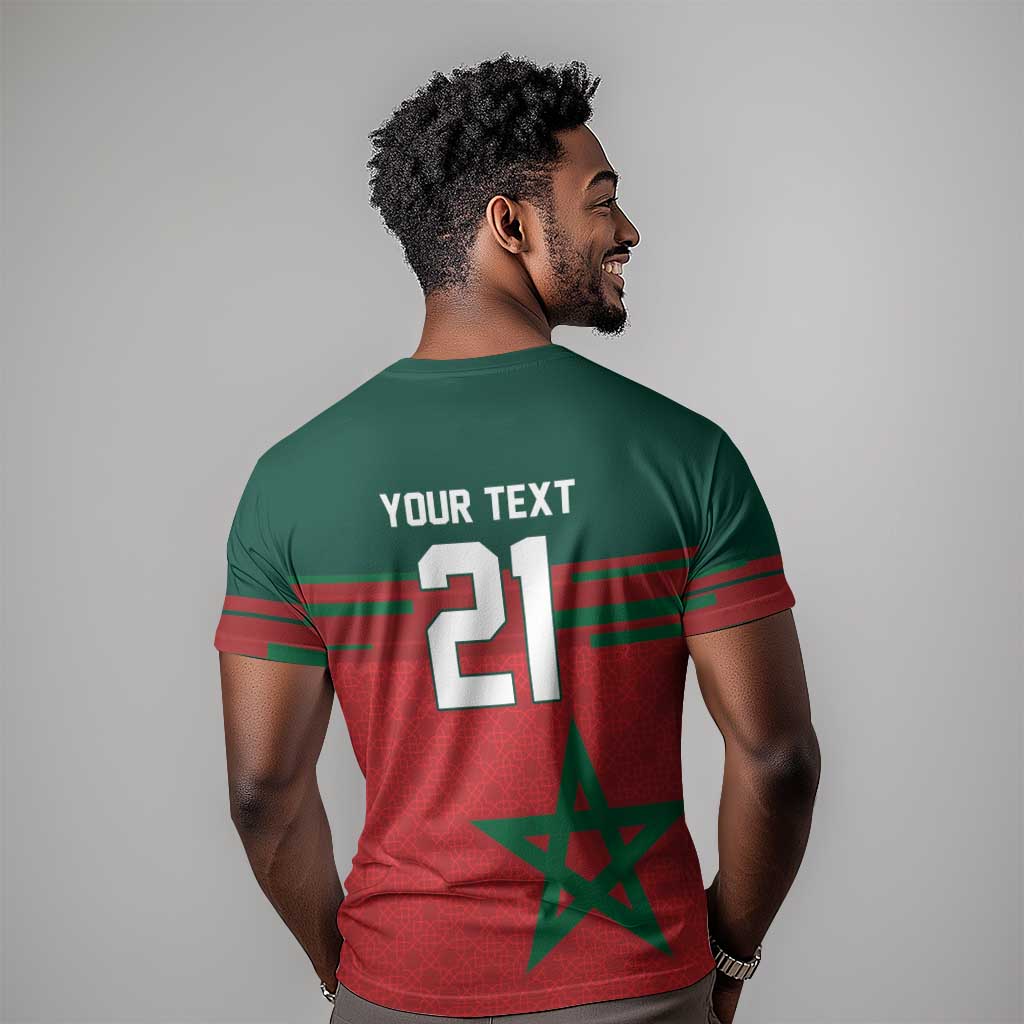 World Football 2026 Morocco Custom T shirt African Geometric Red Pattern LT9