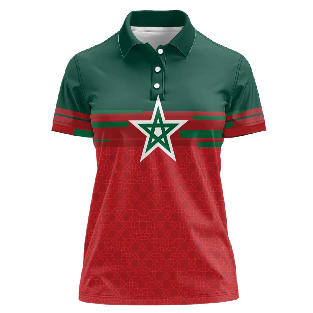 World Football 2026 Morocco Custom Women Polo Shirt African Geometric Red Pattern LT9