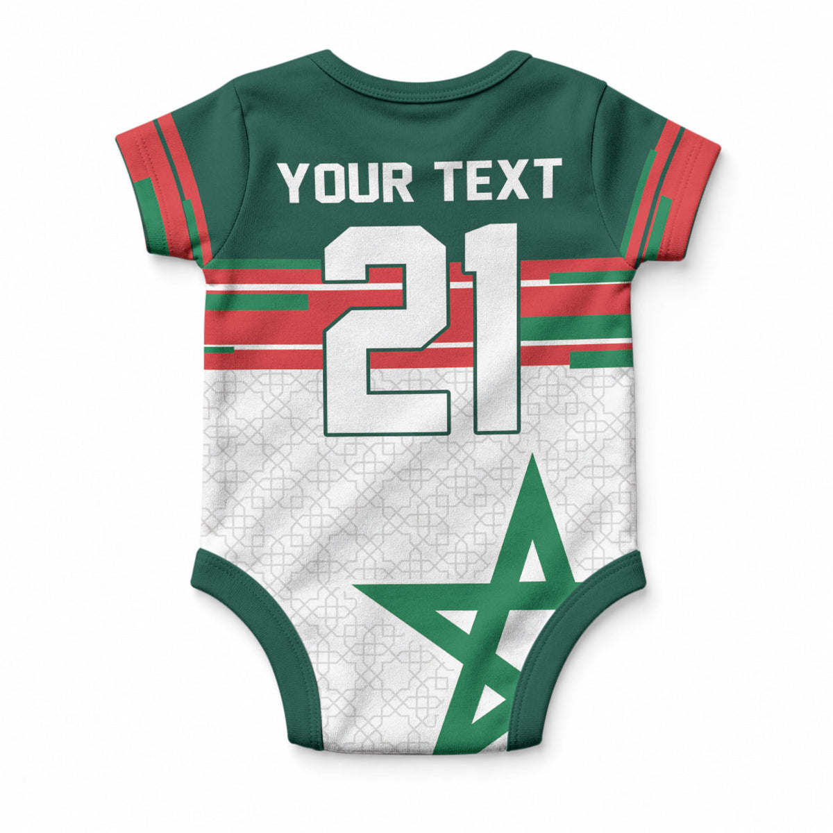 World Football 2026 Morocco Custom Baby Onesie African Geometric White Pattern