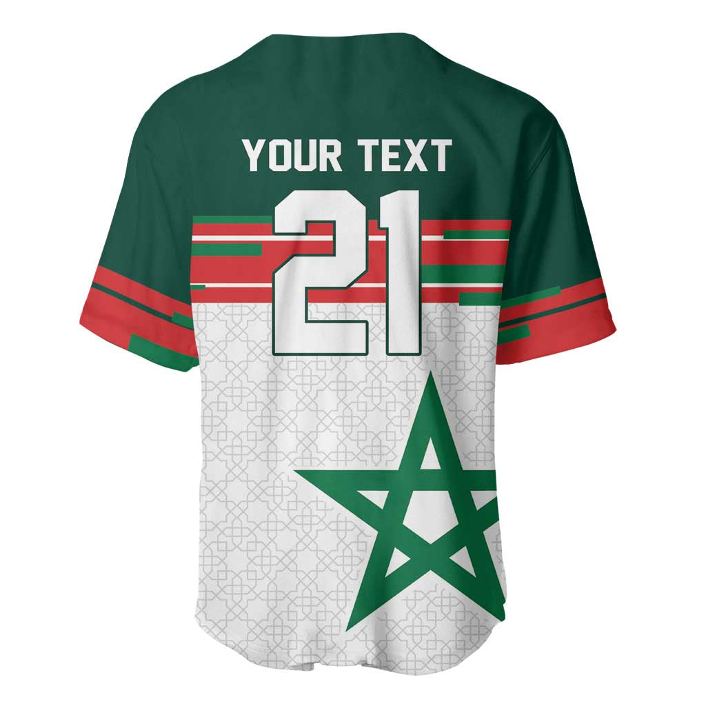 World Football 2026 Morocco Custom Baseball Jersey African Geometric White Pattern LT9