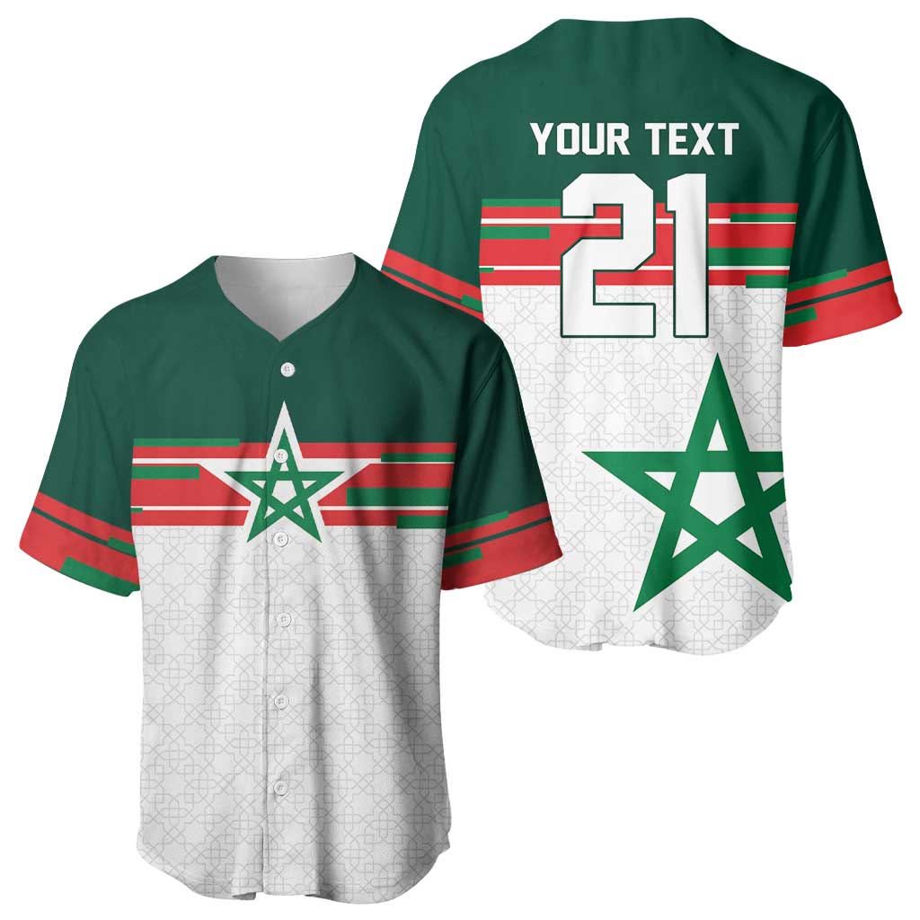World Football 2026 Morocco Custom Baseball Jersey African Geometric White Pattern LT9